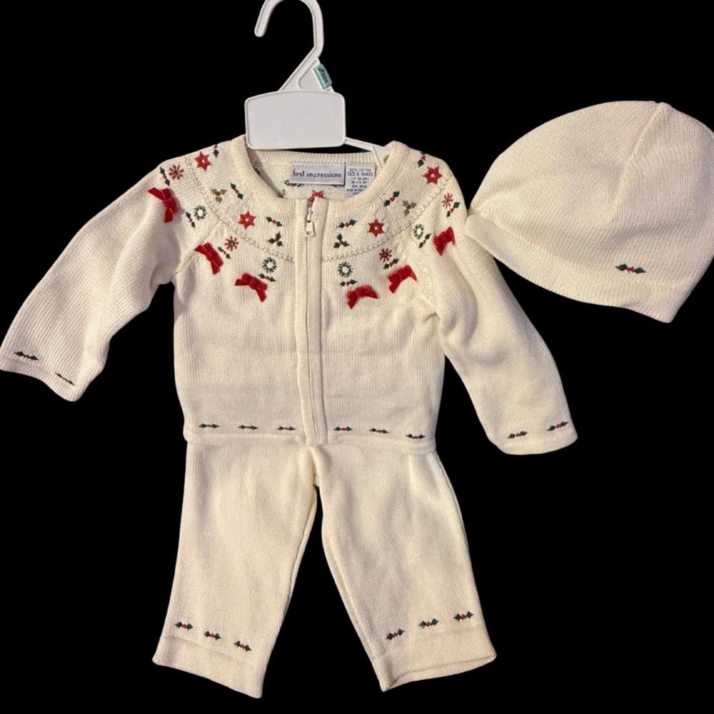 First Impressions Cream Holiday Knit Set